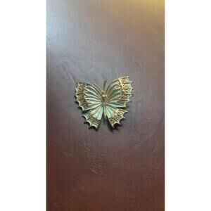 Beautiful Vintage Gold Tone Blue Colored Butterfly Brooch/Pin